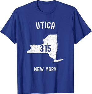 Utica New York NY 315 Vintage Athletic Style T-Shirt - T-Shirt | Royal