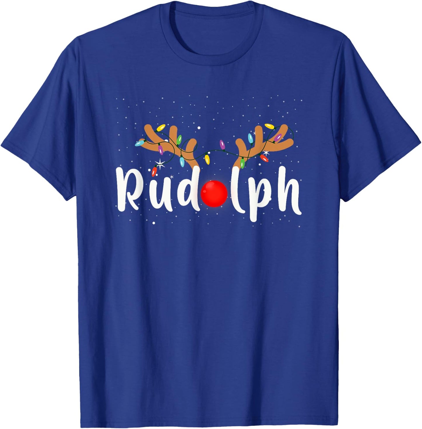 Rudolph Red Nose Funny Kids Reindeer Christmas Lights Pajama T-Shirt - T-Shirt | Royal