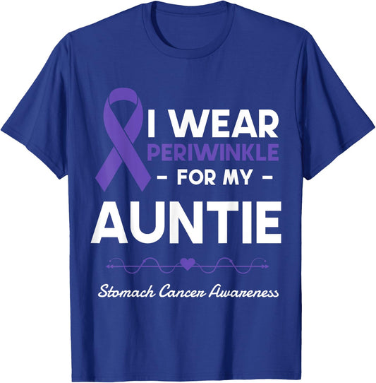 I Wear Periwinkle For My Auntie Stomach Cancer Awareness T-Shirt - T-Shirt | Royal