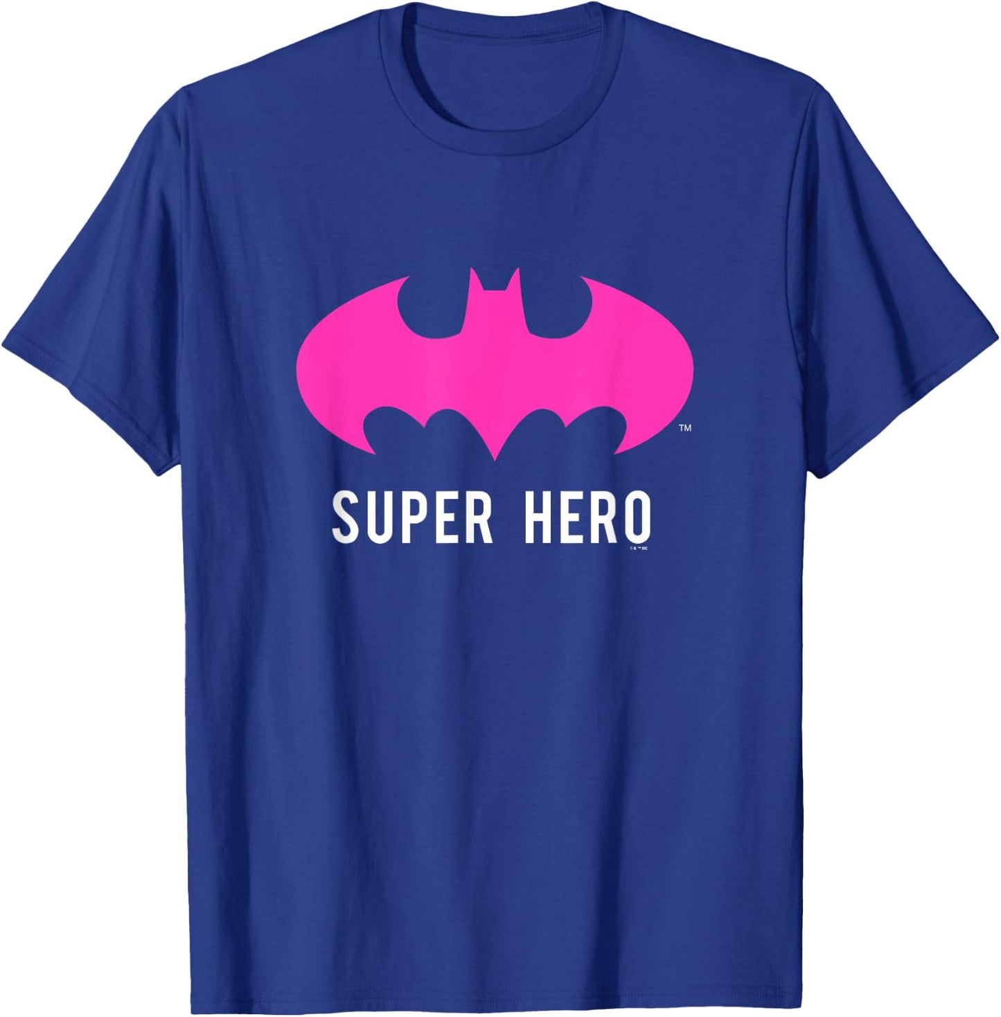 DC Comics Batman Super Hero Neon Pink Bat-Symbol Logo T-Shirt - T-Shirt | Royal
