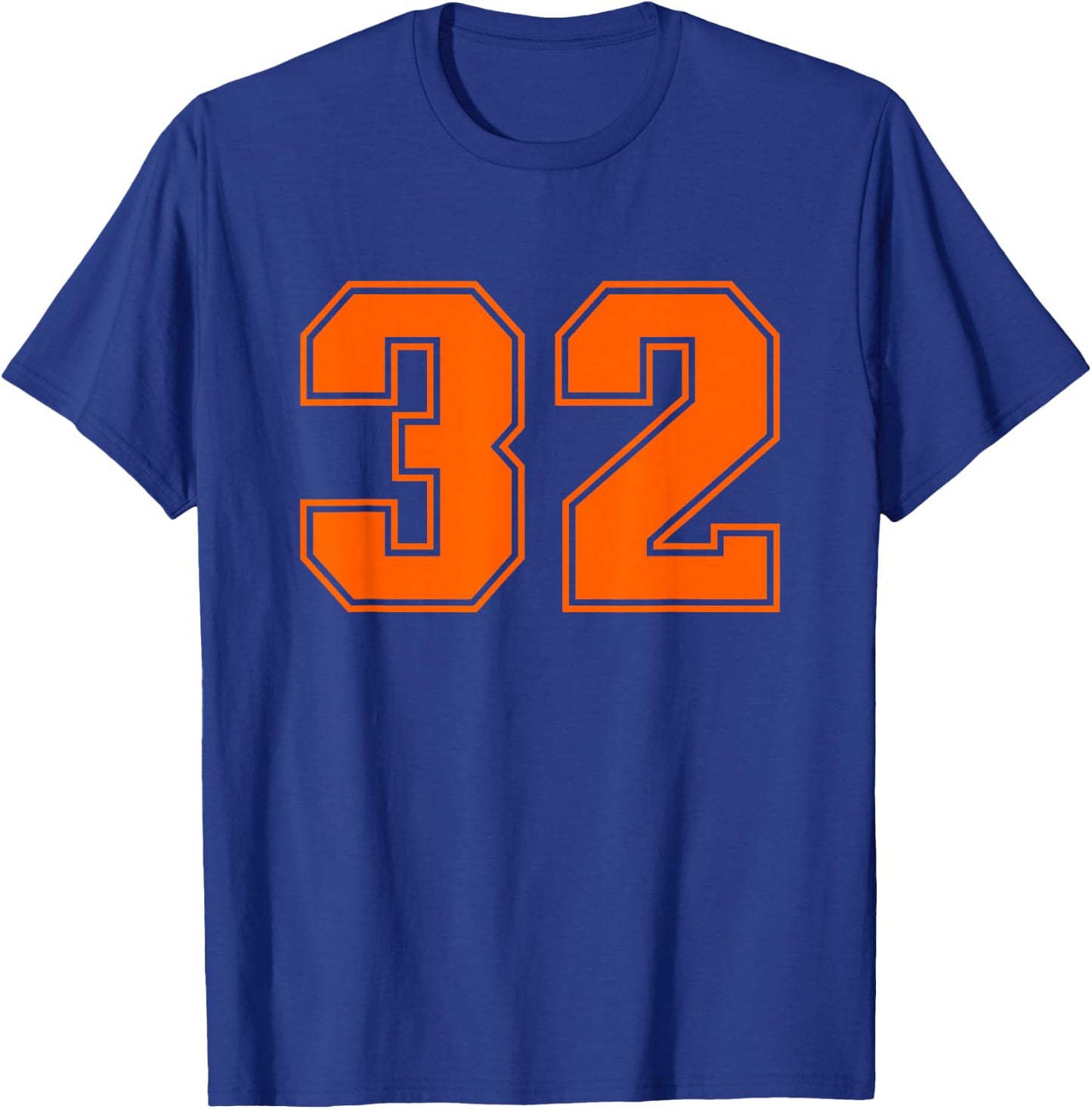 Number #32 Orange Uni Number T-Shirt - T-Shirt | Royal