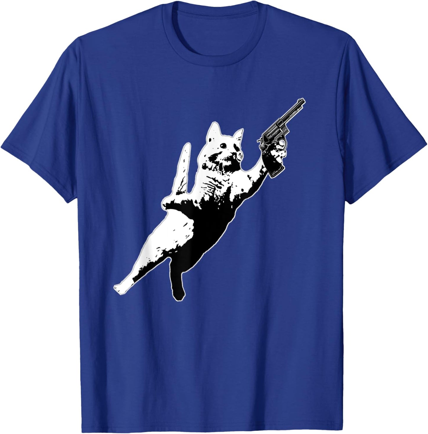 Kitty Cat Gun Jumping Funny Cat Pet Lovers Women T-Shirt - T-Shirt | Royal