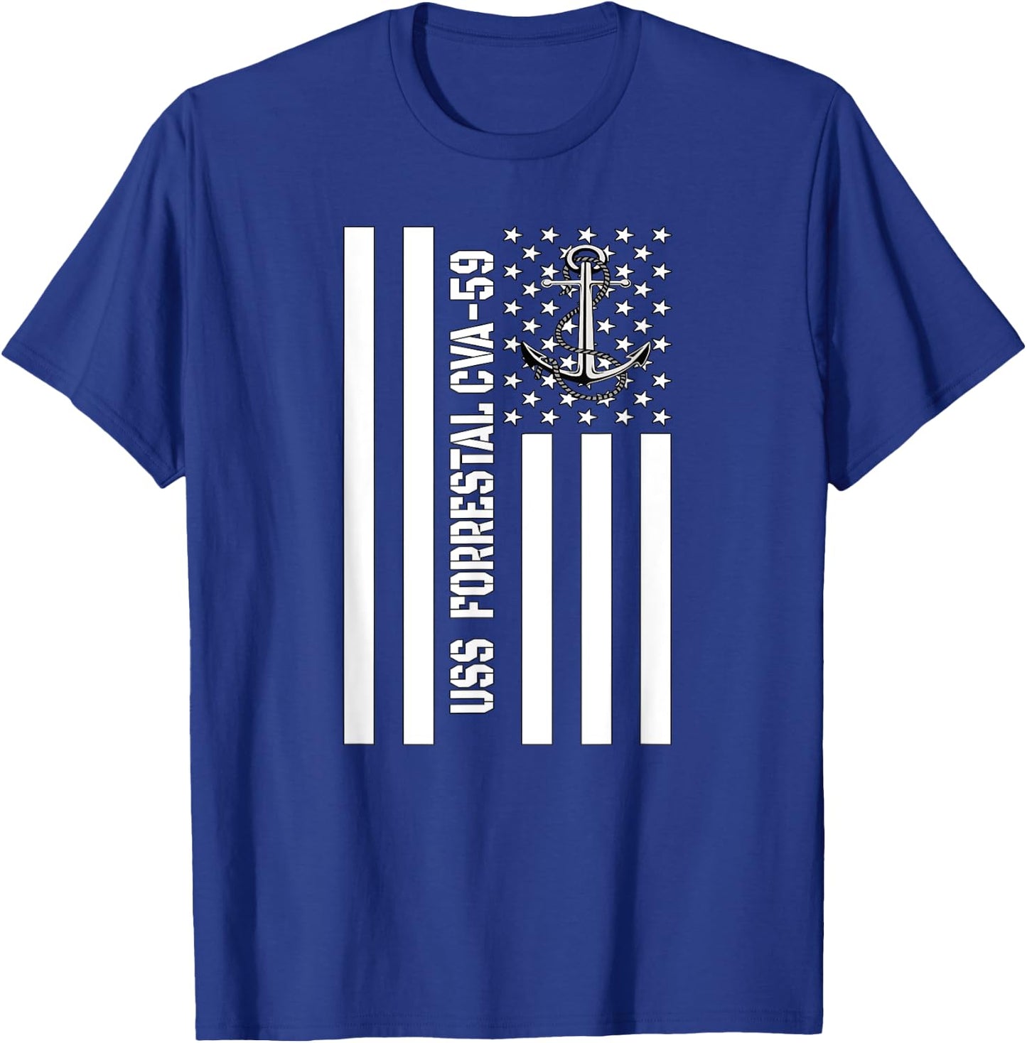 USS Forrestal CVA-59 Aircraft Carrier Veteran Father Grandpa T-Shirt - T-Shirt | Royal