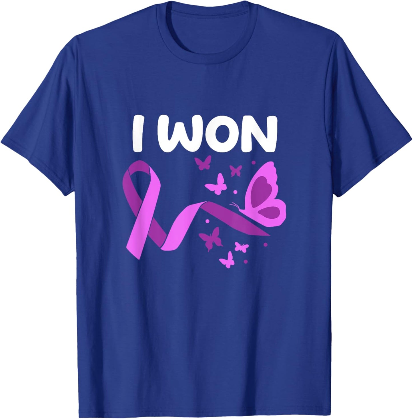 I Won! Pancreatic Cancer survivor. Butterflies version T-Shirt - T-Shirt | Royal