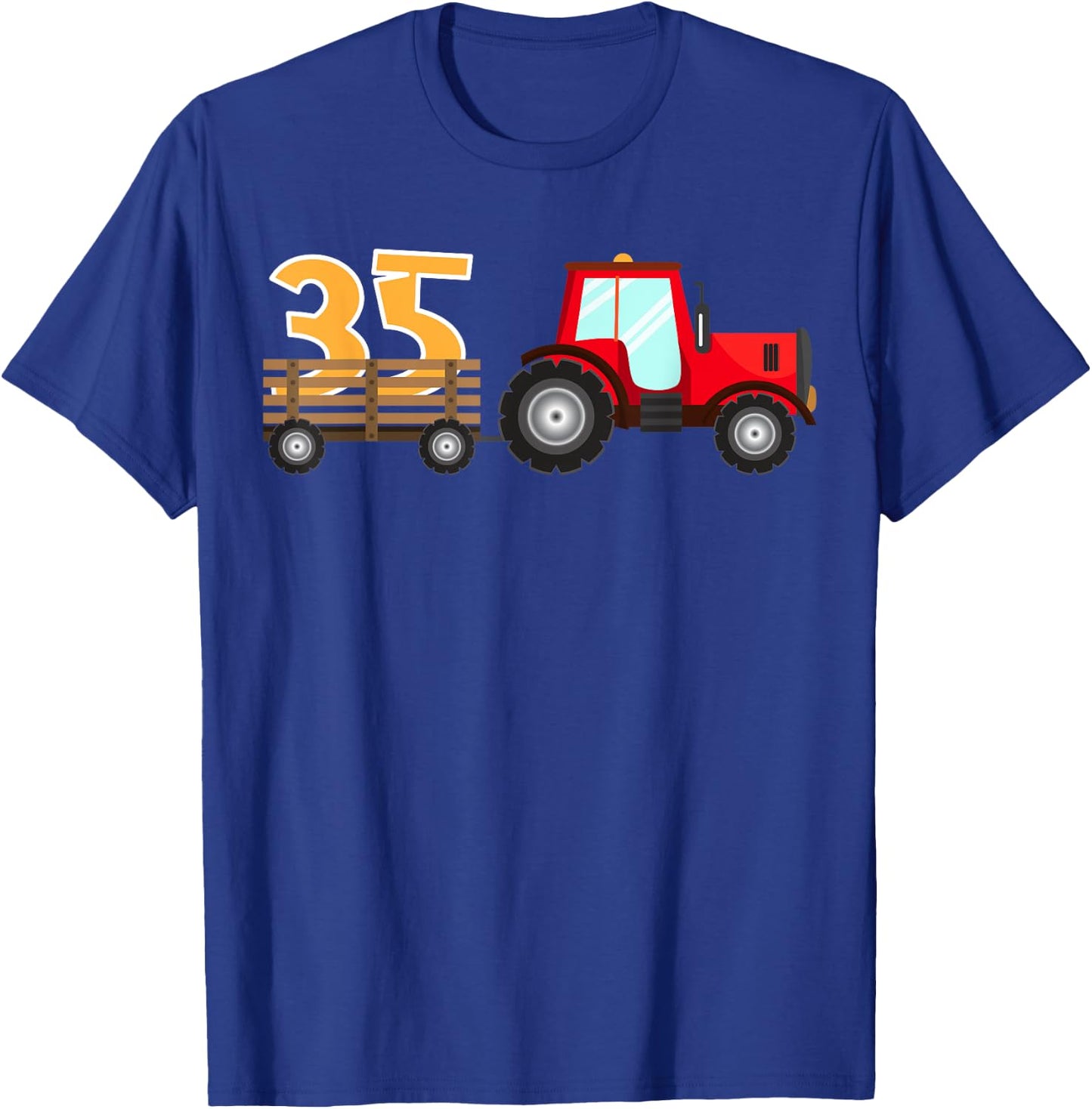 35th Birthday Construction Party Farm Tractor 35 Year Old T-Shirt - T-Shirt | Royal