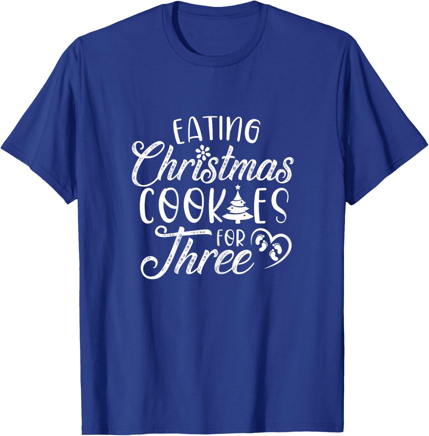 Christmas Pregnancy Twins Cute Xmas Eating Cookies For Three T-Shirt - T-Shirt | Royal