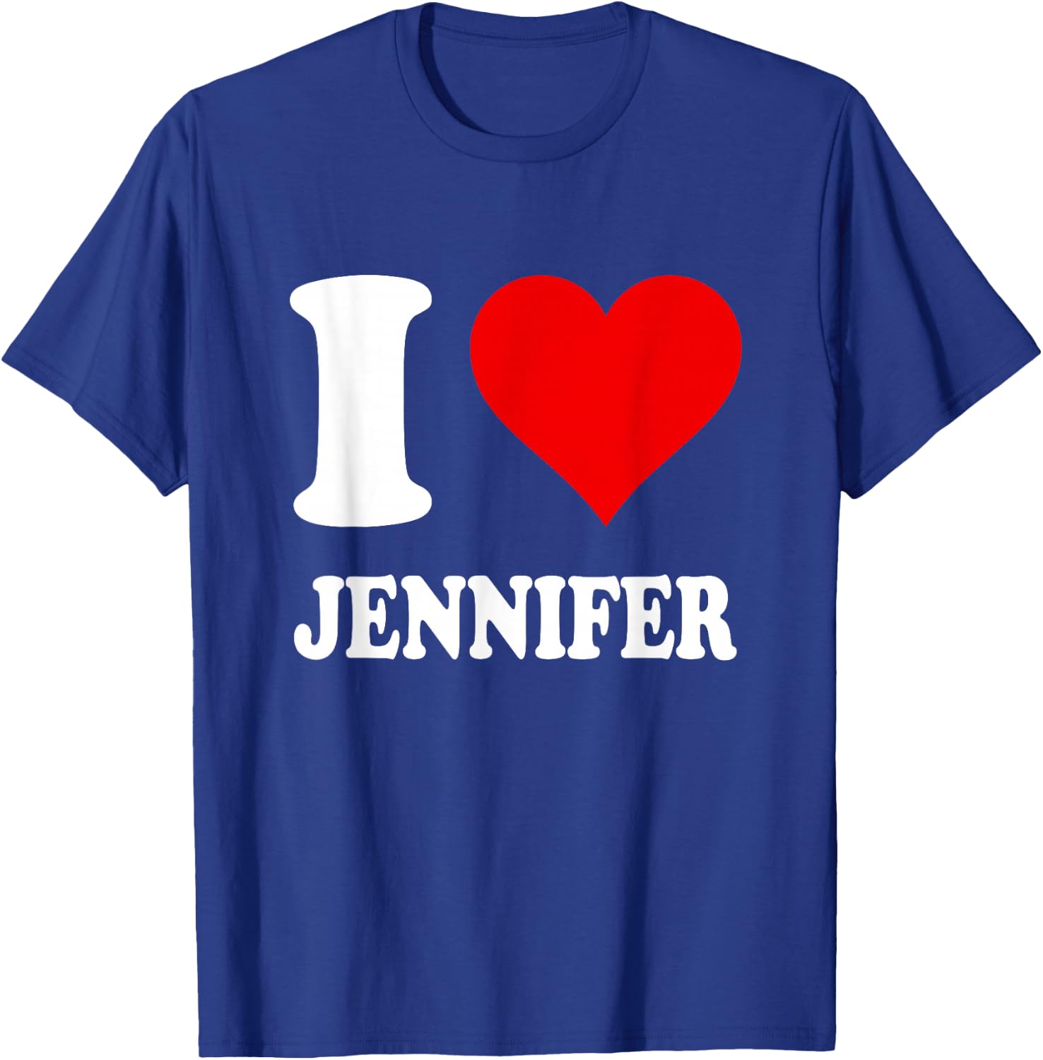 Red Heart I Love Jennifer T-Shirt - T-Shirt | Royal