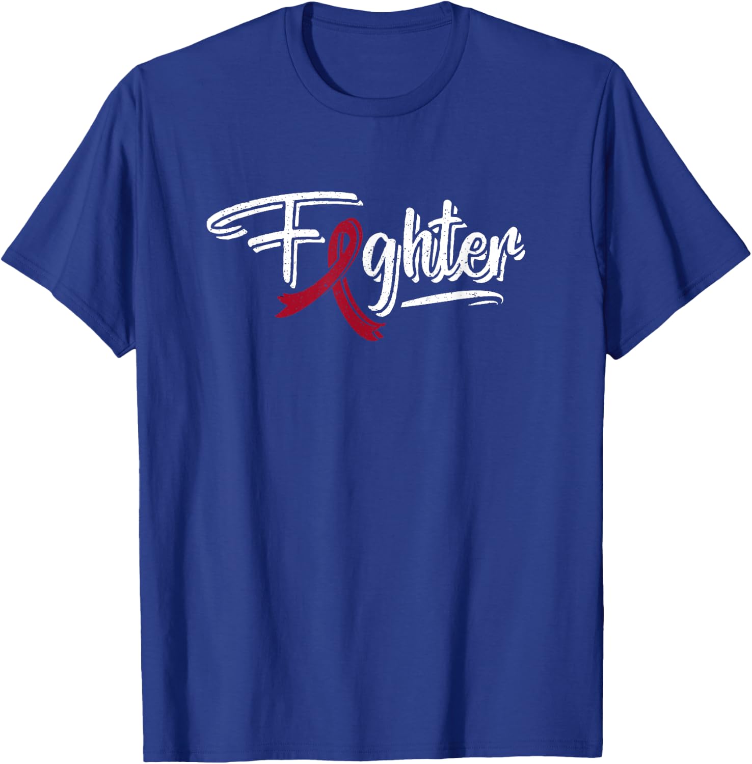 Multiple Myeloma Fighter Blood Cancer Burgundy Ribbon T-Shirt - T-Shirt | Royal