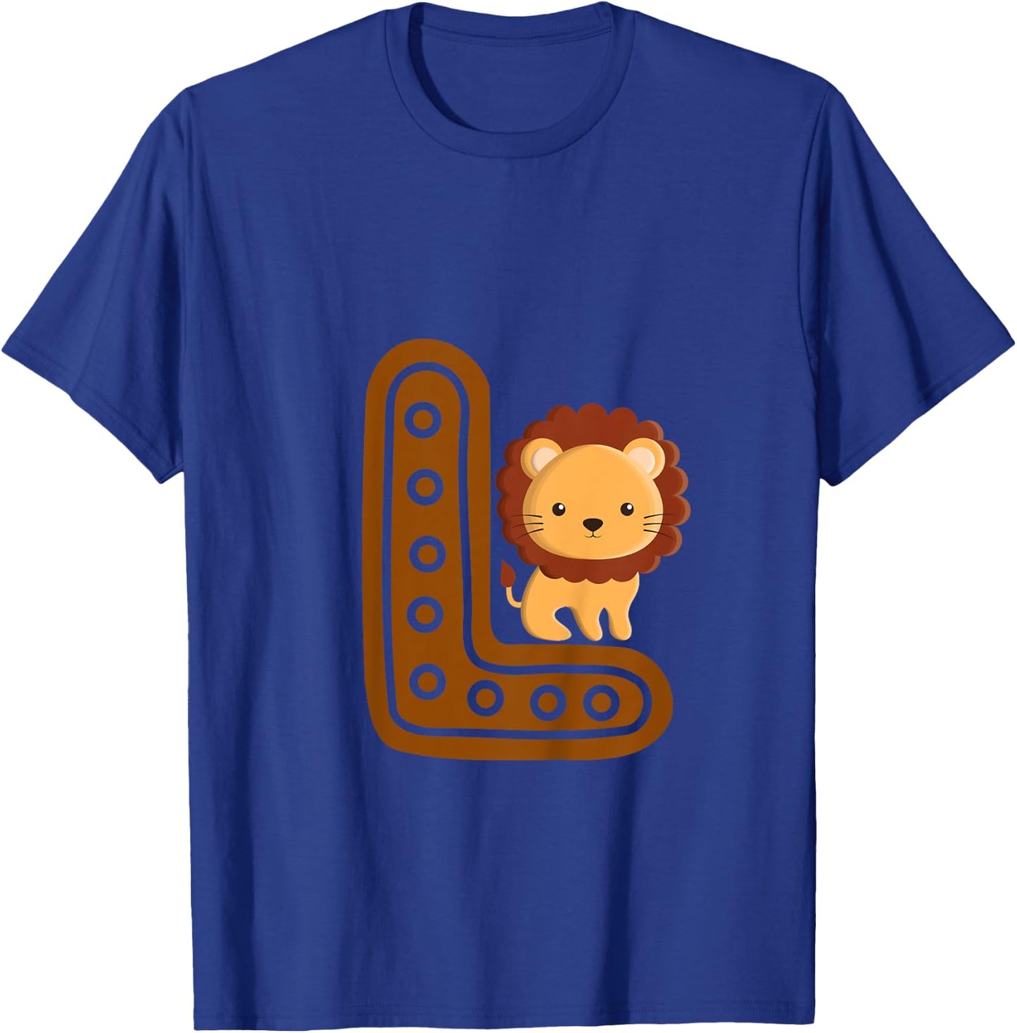 Letter L Cure Lion Alphabet Cute Animal Boys Girls T-Shirt - T-Shirt | Royal