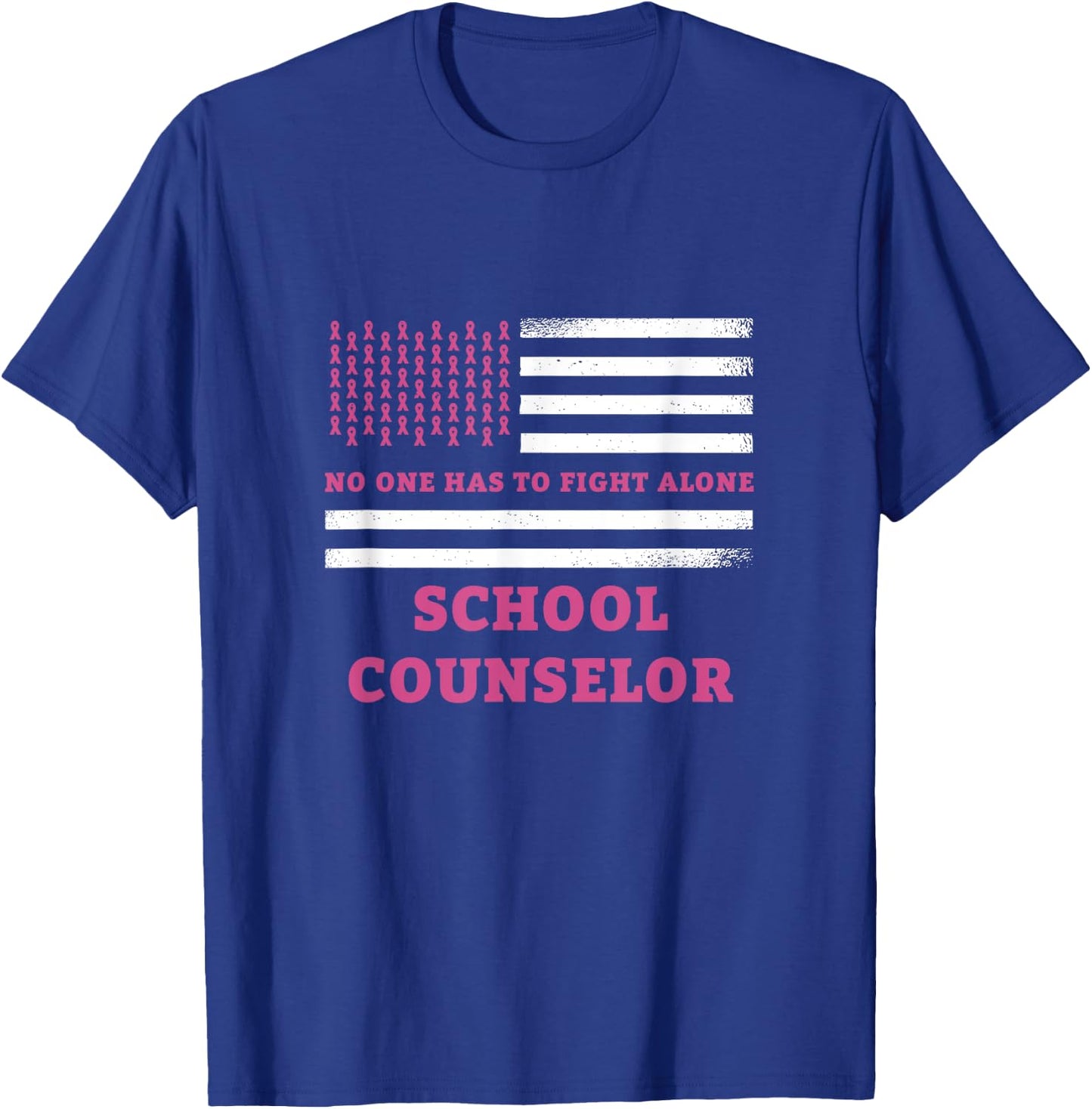 Breast Cancer Awareness School Counselor Pink Ribbon T-Shirt - T-Shirt | Royal