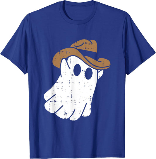 Cowboy Ghost Halloween Costume Funny Spooky Boo Spirit T-Shirt - T-Shirt | Royal