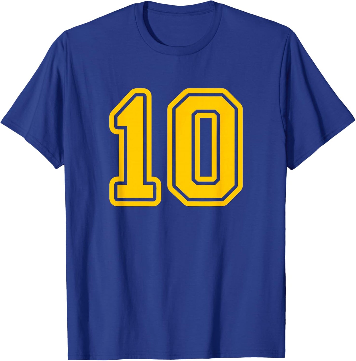 Number #10 Yellow Sports Team Varsity Number 10 T-Shirt - T-Shirt | Royal