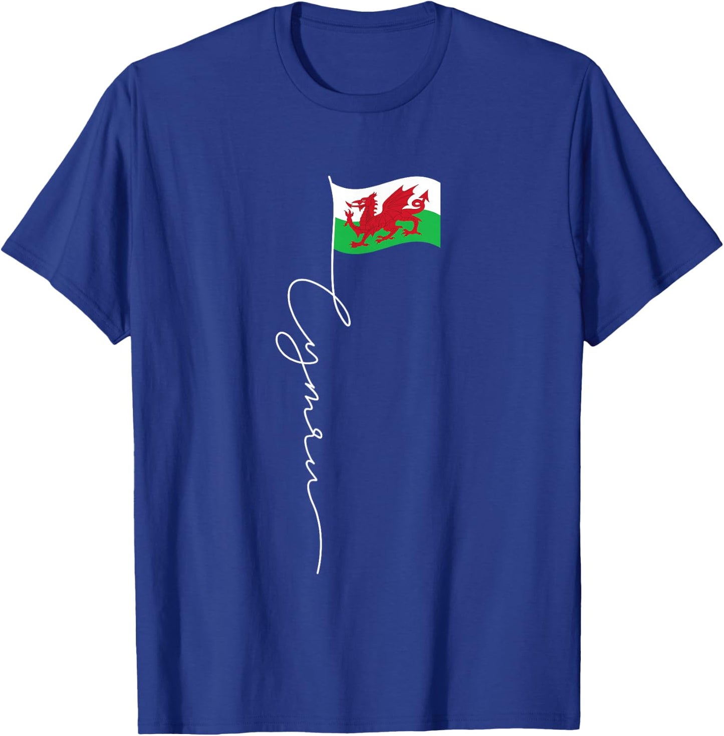 Wales Cymru Signature Flag Pole - Patriotic Welsh Flag T-Shirt - T-Shirt | Royal