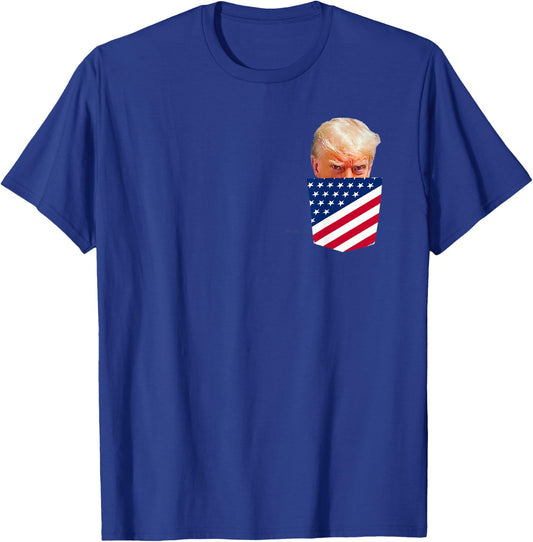 Trump in American Flag Pocket T-Shirt - T-Shirt | Royal