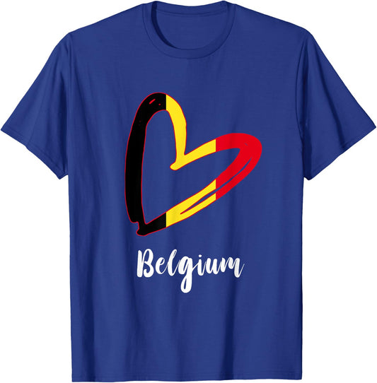 Belgian Roots Heart Belgie Belgian Flag Belgique Belgium T-Shirt - T-Shirt | Royal
