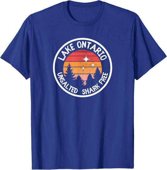 Lake Ontario Retro Unsalted Shark Free Great Lakes New York T-Shirt - T-Shirt | Royal