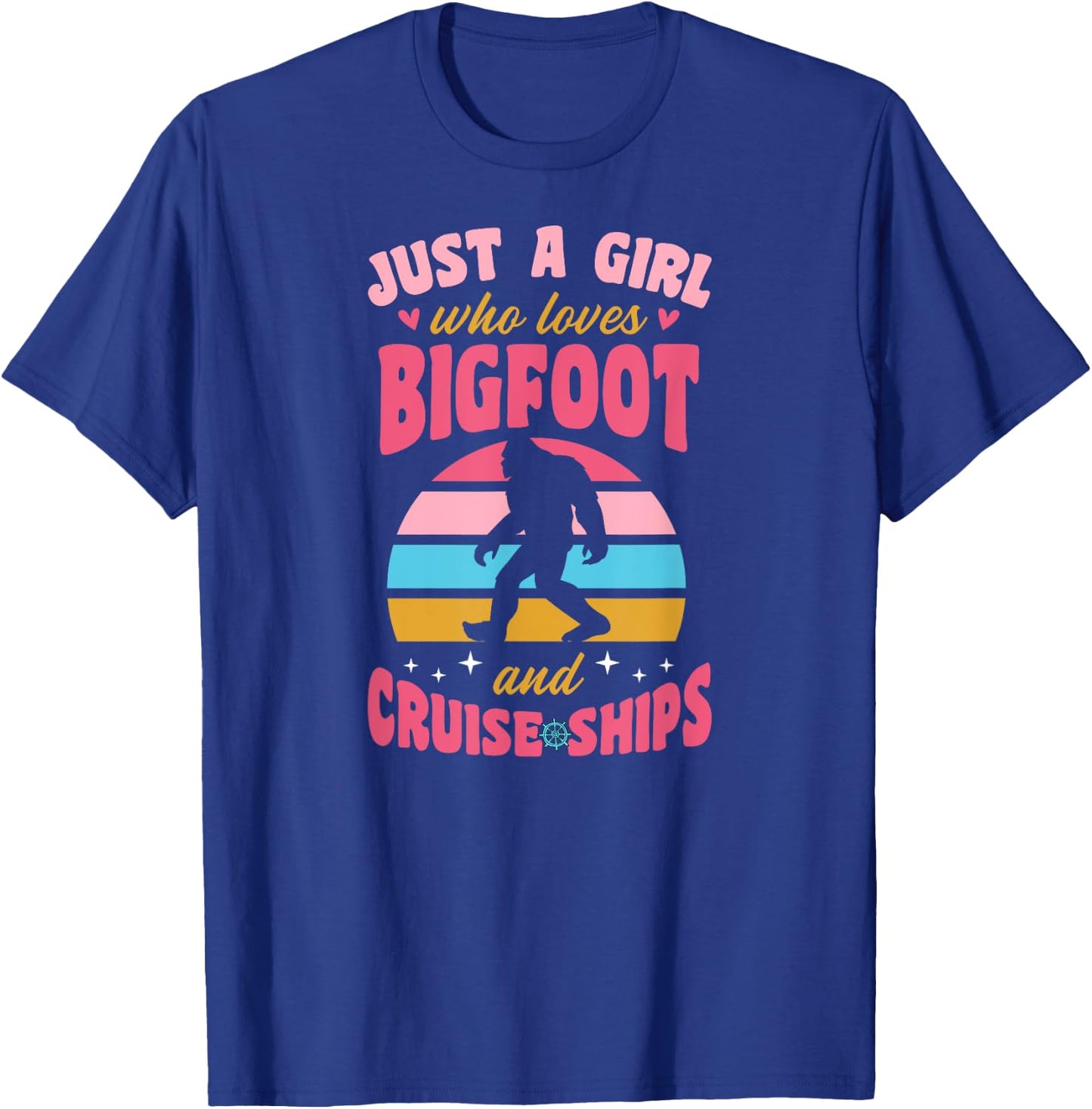 Just A Girl Who Loves Bigfoot And Cruise Ships Retro 70s T-Shirt - T-Shirt | Royal
