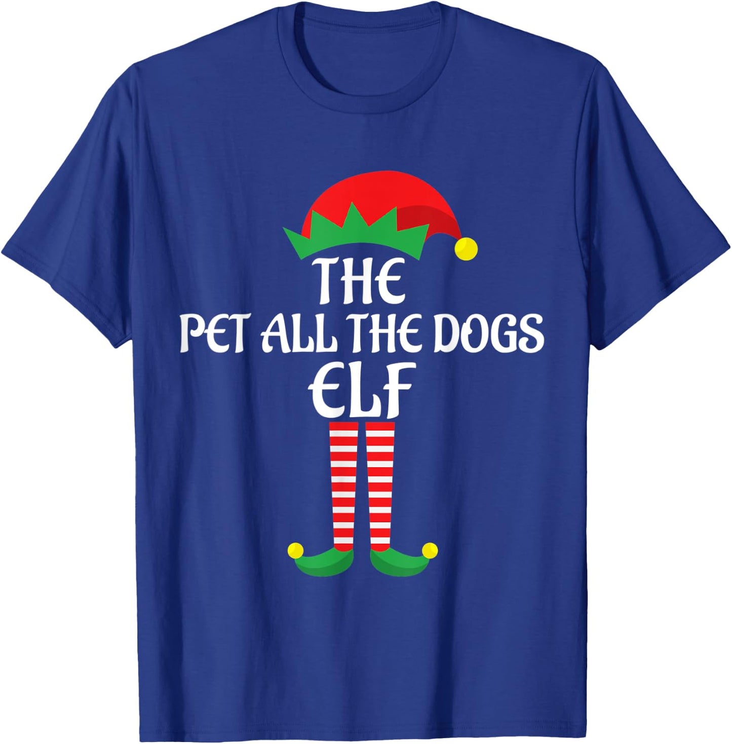 Pet All the Dogs Elf Christmas Theme Family Group Matching T-Shirt - T-Shirt | Royal