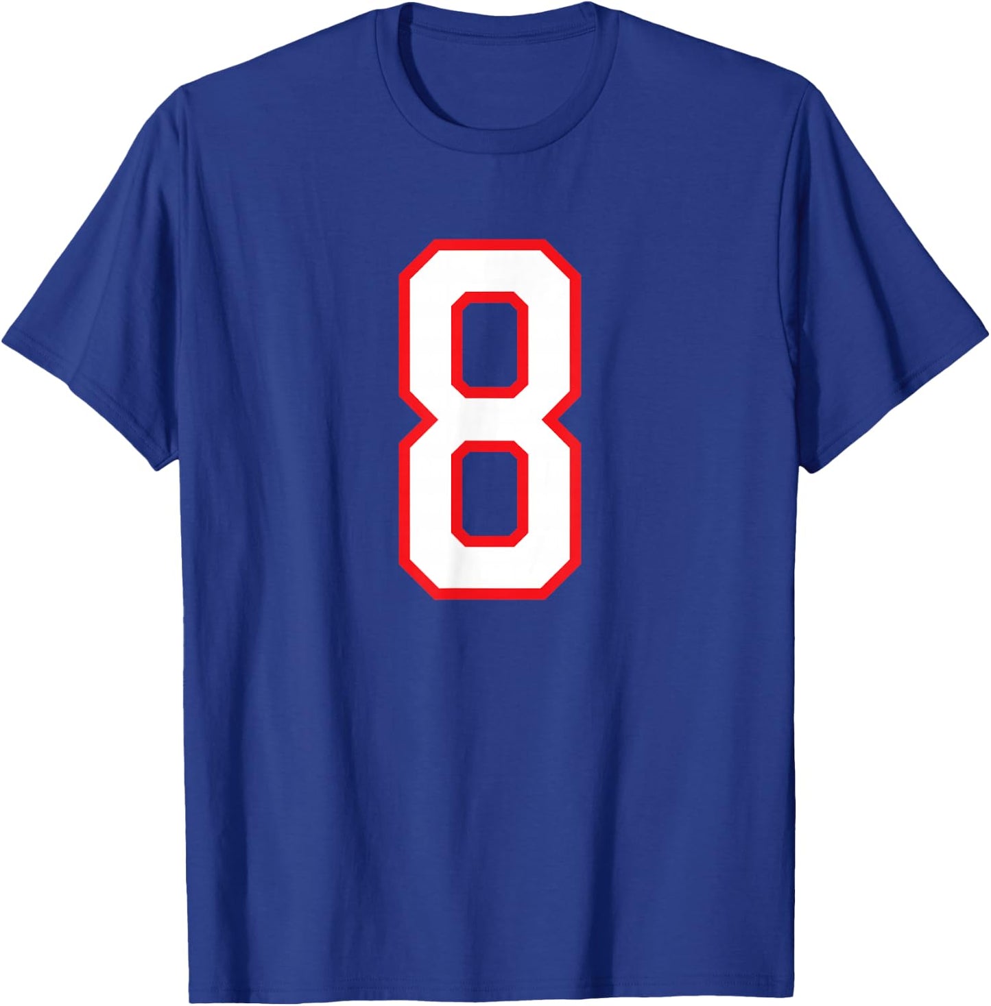 Number #8 Sport White Red Uni Number T-Shirt - T-Shirt | Royal
