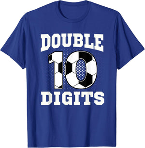 Double Digits Birthday Decorations Boy 10 Soccer 10th Bday T-Shirt - T-Shirt | Royal
