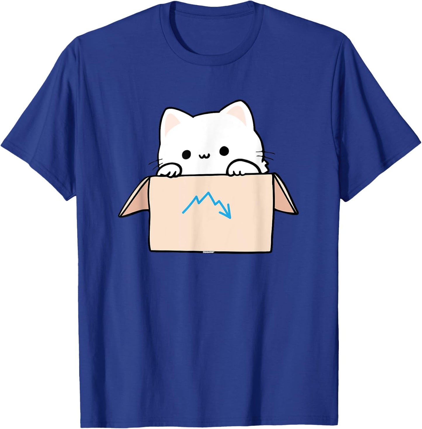 Coworker Pet Swagazon Associate Cute Cat in Cardboard Box Men Women T-Shirt - T-Shirt | Royal