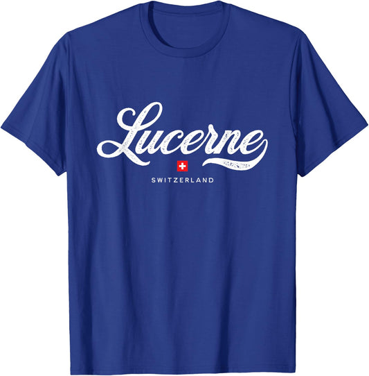 Lucerne Switzerland Retro Vintage T-Shirt - T-Shirt | Royal
