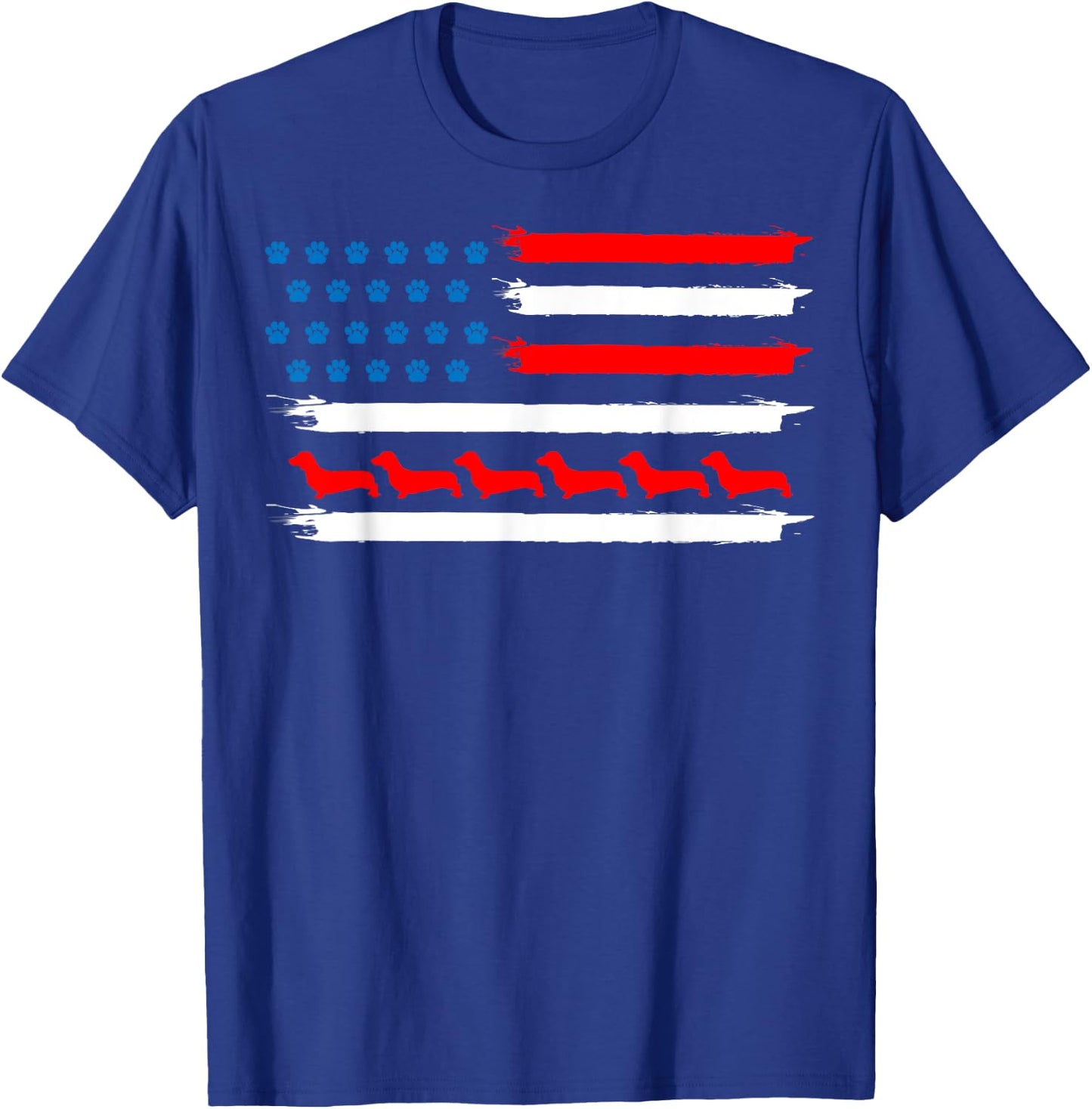 Dachshund -America Flag - Patriotic Weiner Dog T-Shirt - T-Shirt | Royal