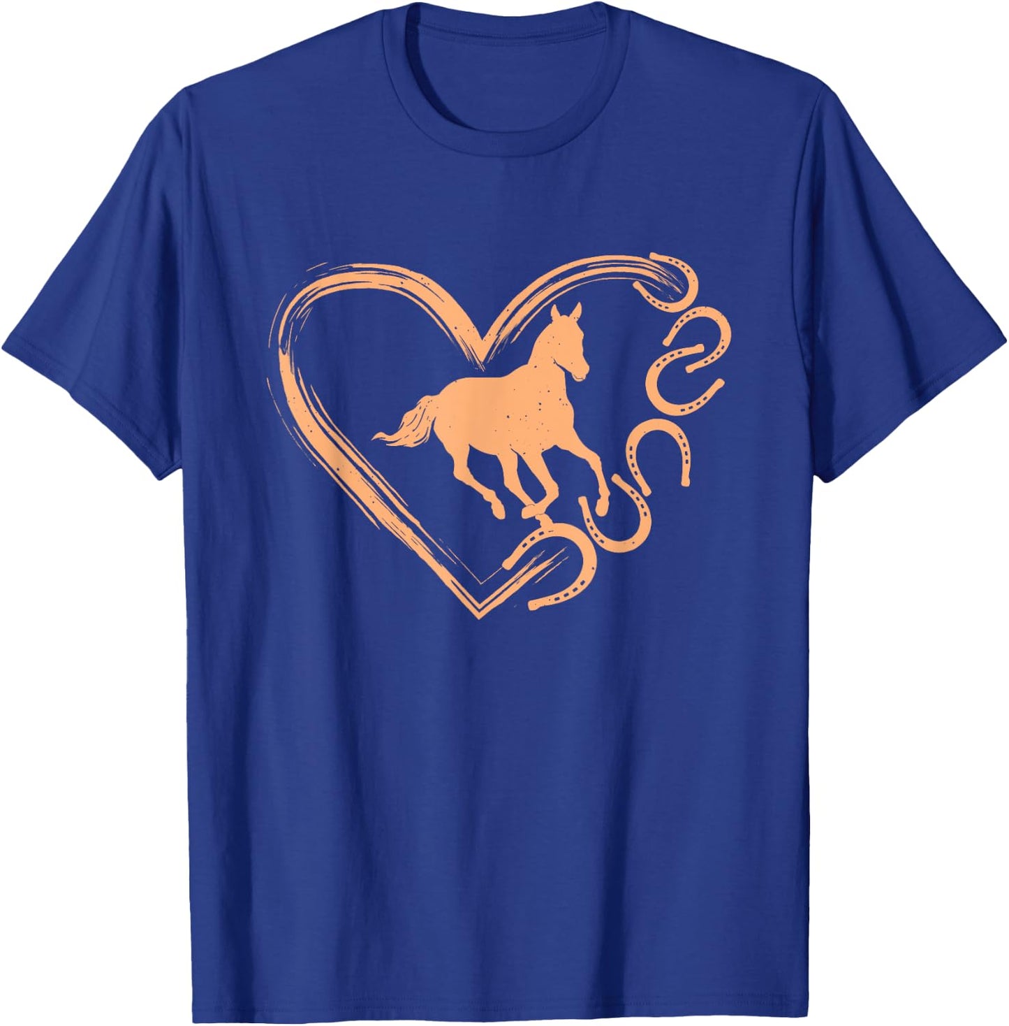 Horseshoe Heart Shaped Design - Horse Lover Horseback Riding T-Shirt - T-Shirt | Royal