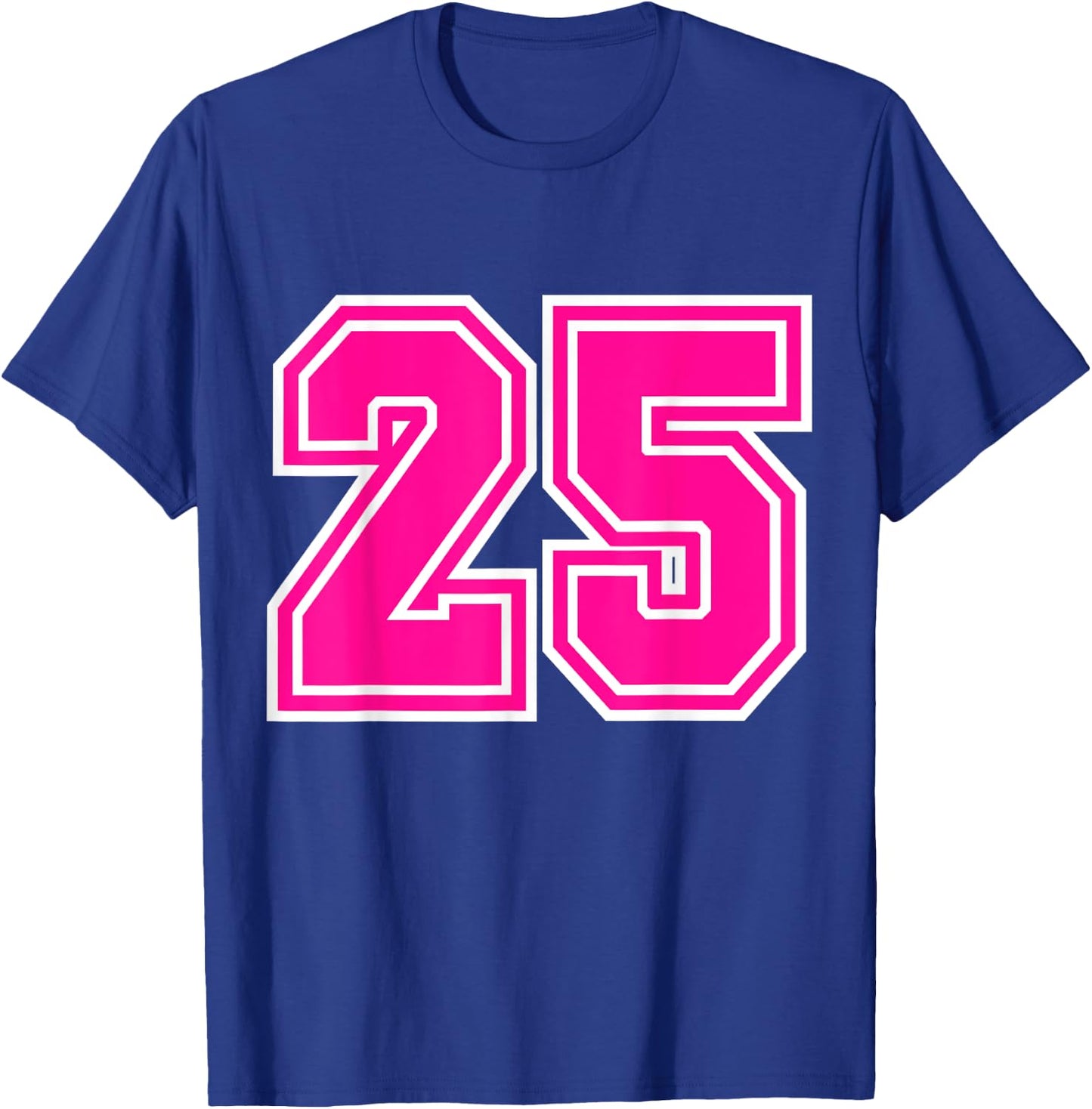 Number #25 Varsity Pink Favorite Number T-Shirt - T-Shirt | Royal