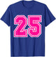 Number #25 Varsity Pink Favorite Number T-Shirt - T-Shirt | Royal