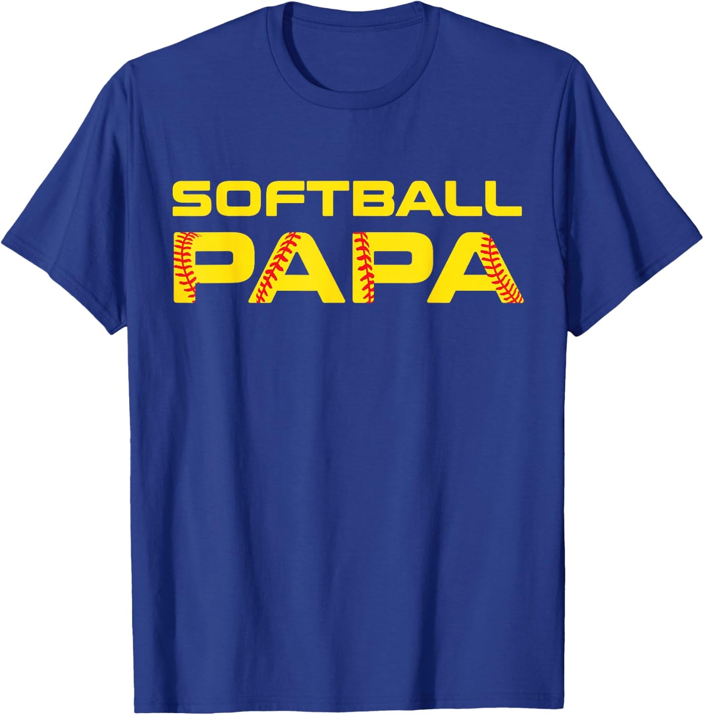 Yellow Print Softball Papa T-Shirt - T-Shirt | Royal