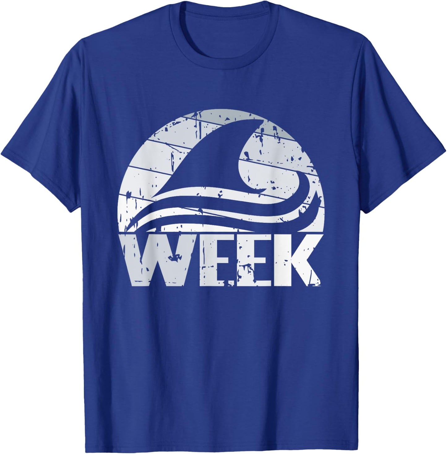 Retro Shark Fin Week 2024 Shark Lover Ocean Wildlife Summer T-Shirt - T-Shirt | Royal