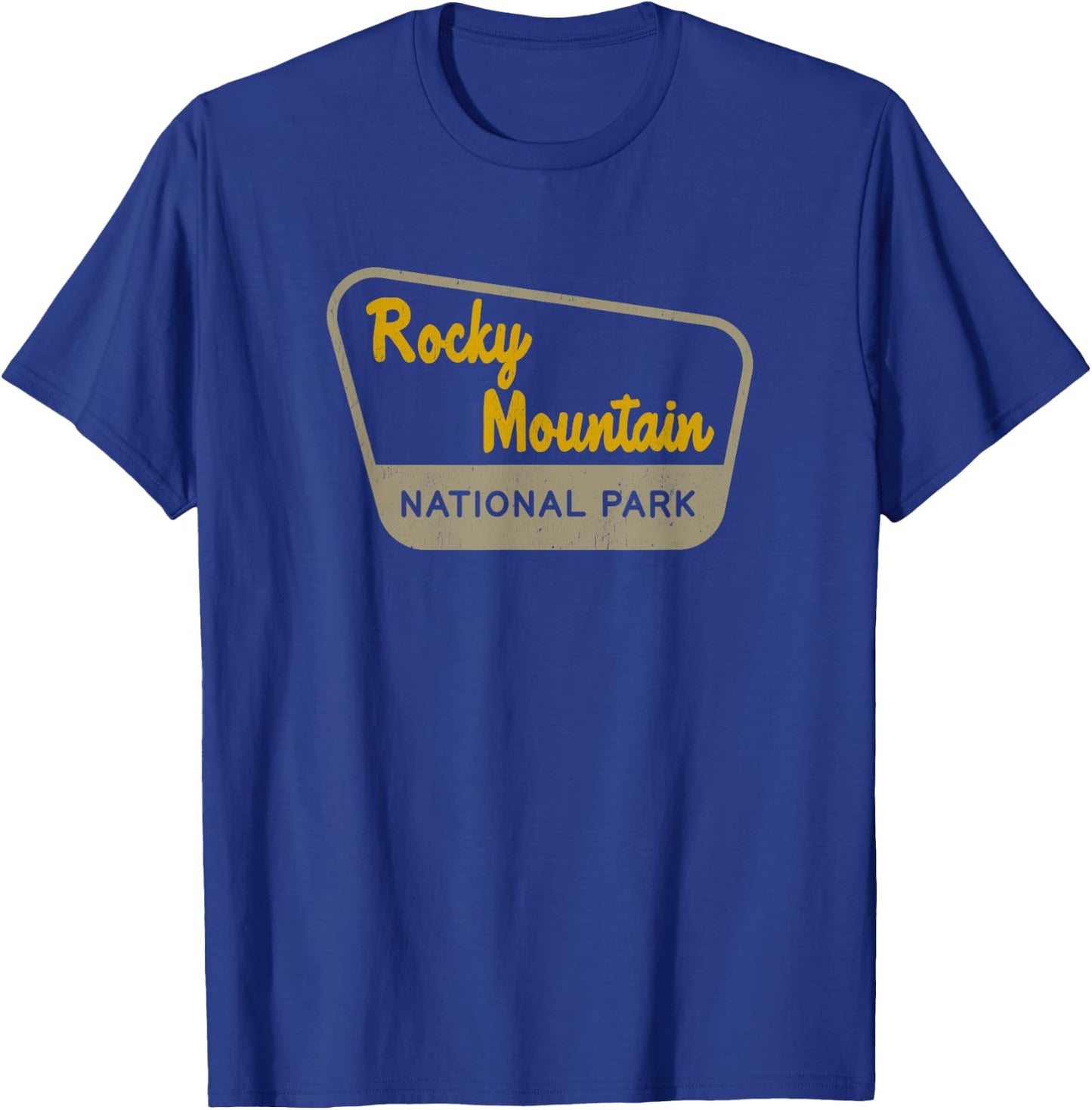 Rocky Mountain National Park Retro Two-Tone Sign T-Shirt - T-Shirt | Royal