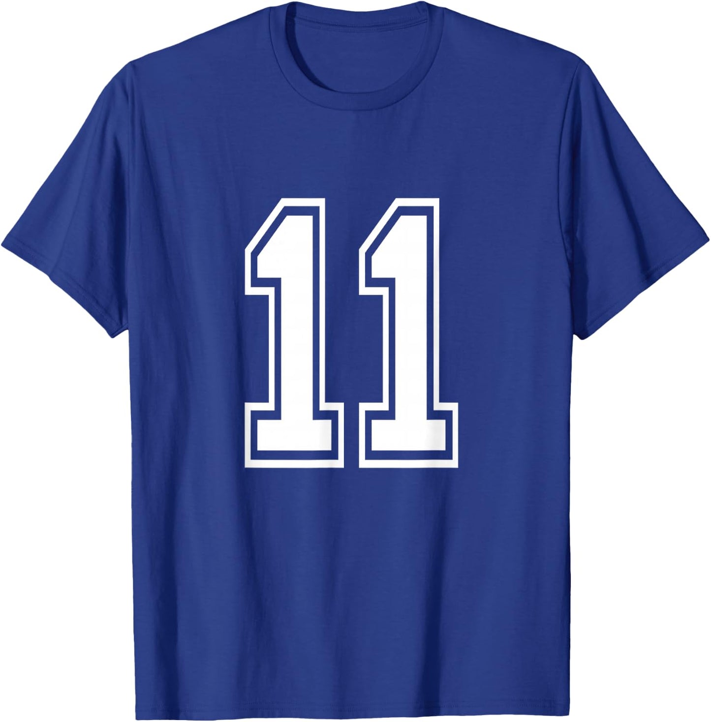 Number 11 Front + Back Varsity Sports Team 11th Birthday T-Shirt - T-Shirt | Royal