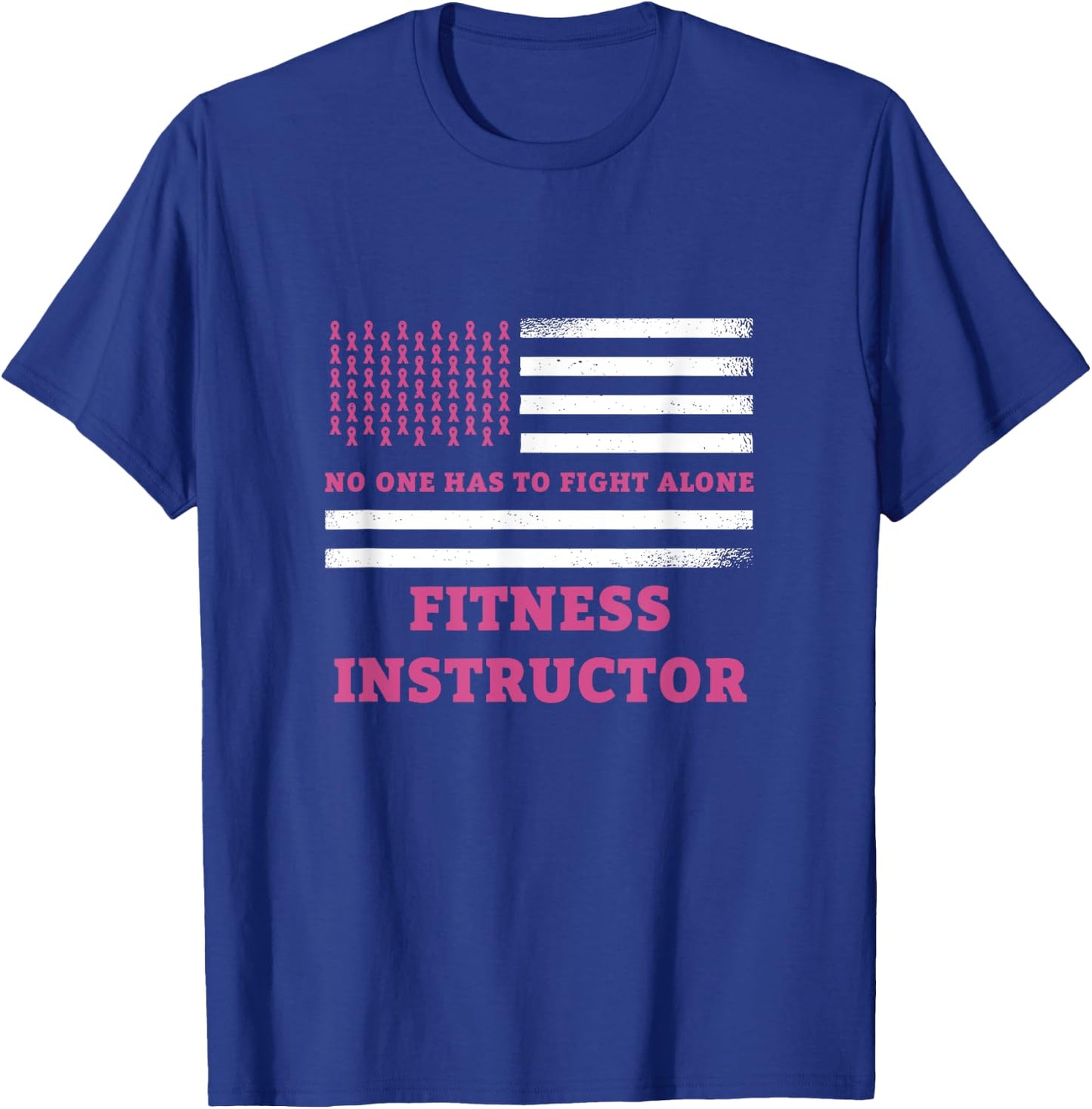 Breast Cancer Awareness Fitness Instructor Pink Ribbon T-Shirt - T-Shirt | Royal