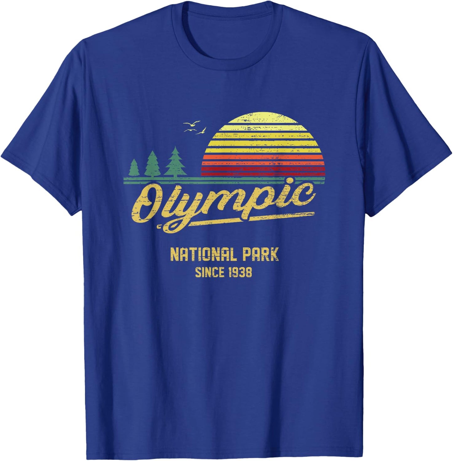 Olympic 1938 EST National Park Vintage Retro Outdoor Camping T-Shirt - T-Shirt | Royal