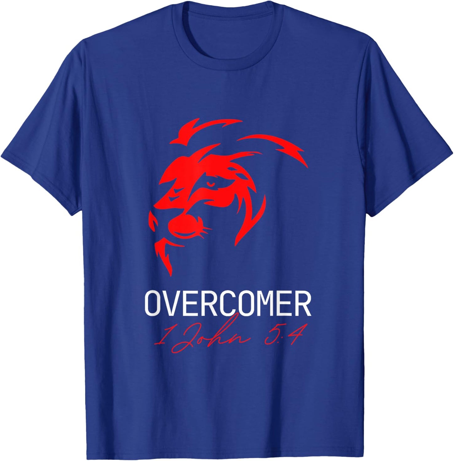 Christian Faith Overcomer Motivational Lion T-Shirt - T-Shirt | Royal