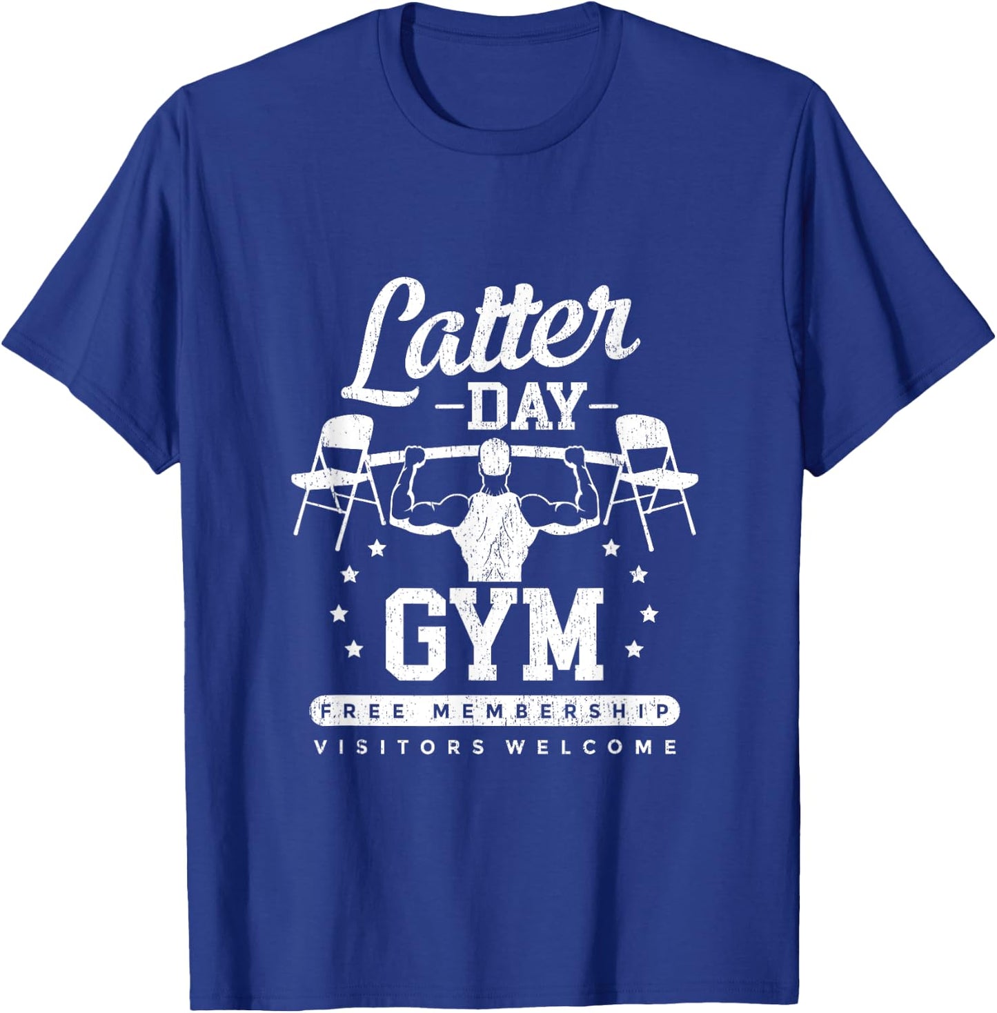 Latter-Day Gym Missionary LDS Church Funny Mormon T-Shirt - T-Shirt | Royal