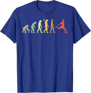 Retro Soccer Evolution of Man Athlete T-Shirt - T-Shirt | Royal