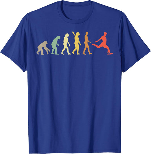 Retro Soccer Evolution of Man Athlete T-Shirt - T-Shirt | Royal