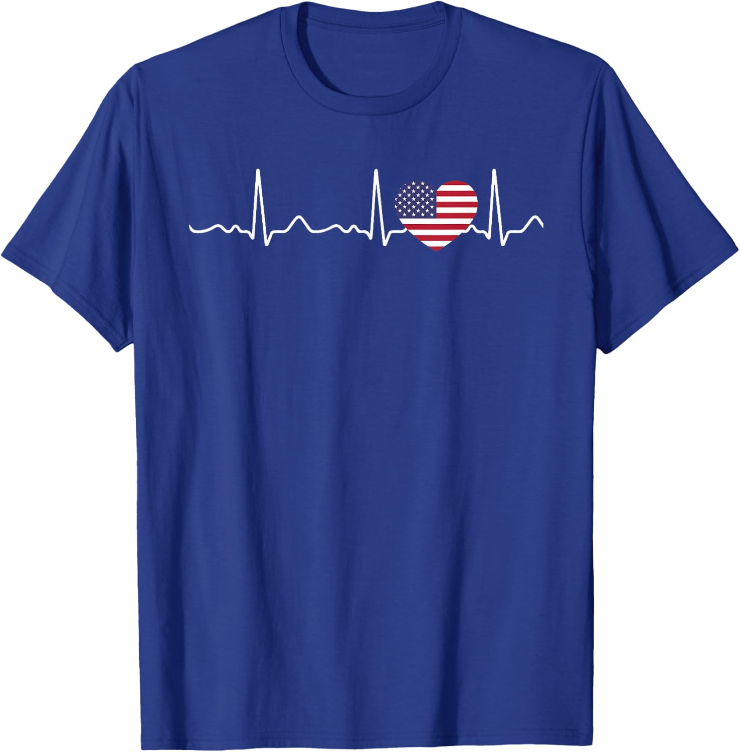 USA - heartbeat, pulse, heart line, ECG T-Shirt - T-Shirt | Royal