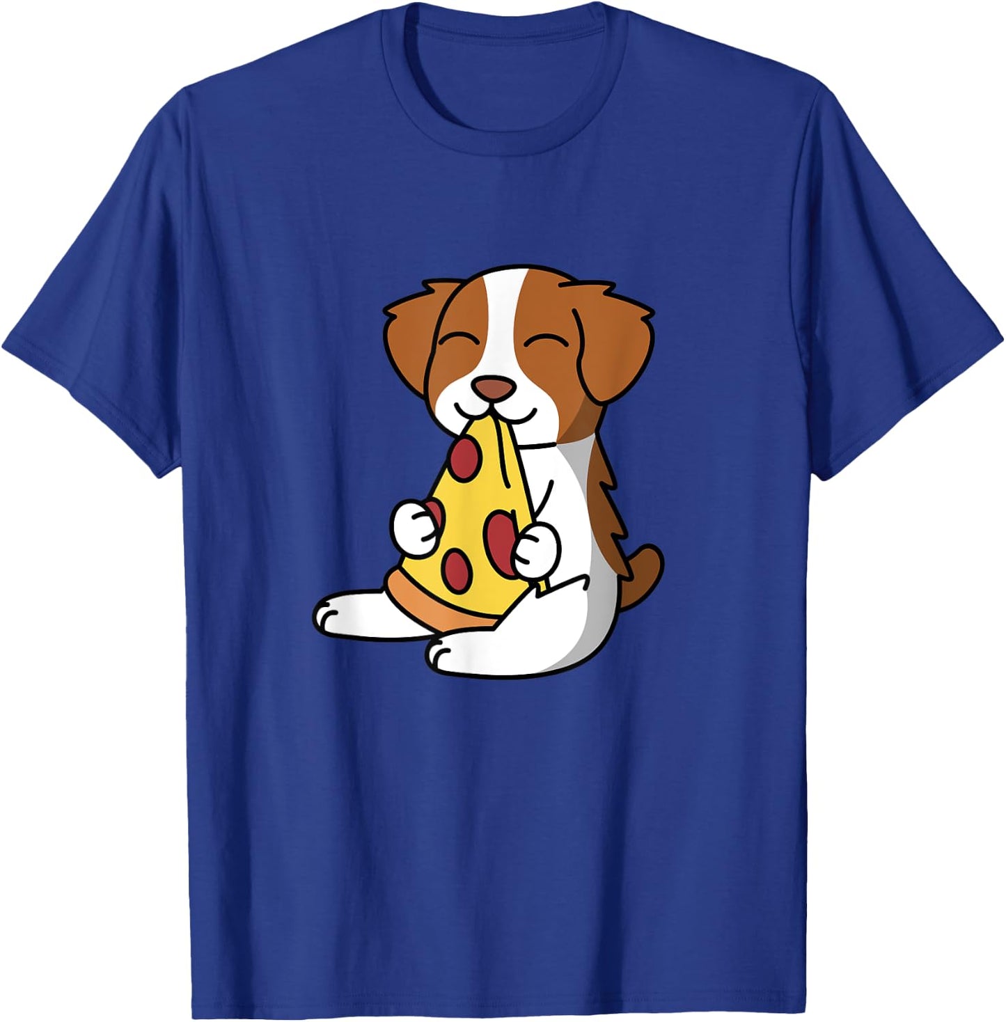 Brittany Spaniel Eating Pizza Dog T-Shirt - T-Shirt | Royal