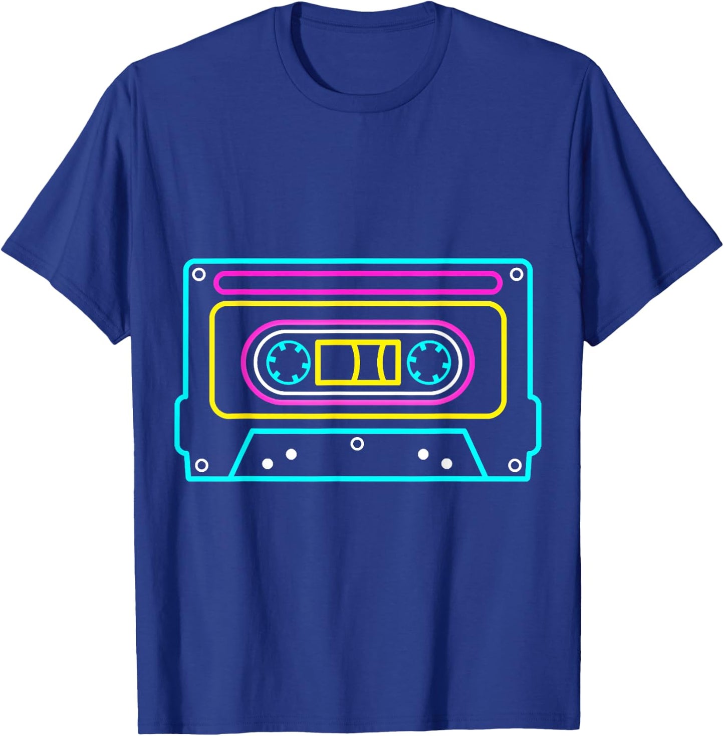 Cassette NEON Tapes Mixtapes 80s 90s Music Songs Retro T-Shirt - T-Shirt | Royal