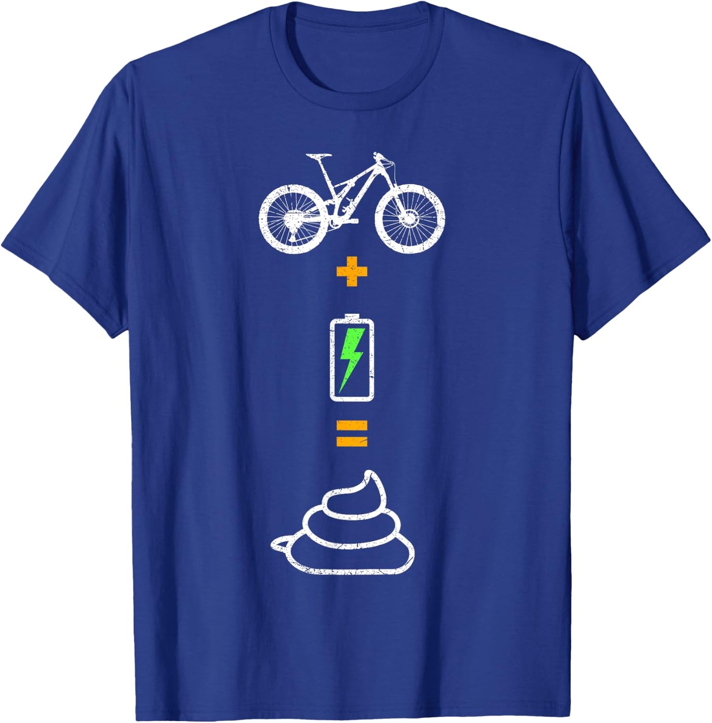 Anti e-bike, no motor, no battery, bicycle plus battery T-Shirt - T-Shirt | Royal