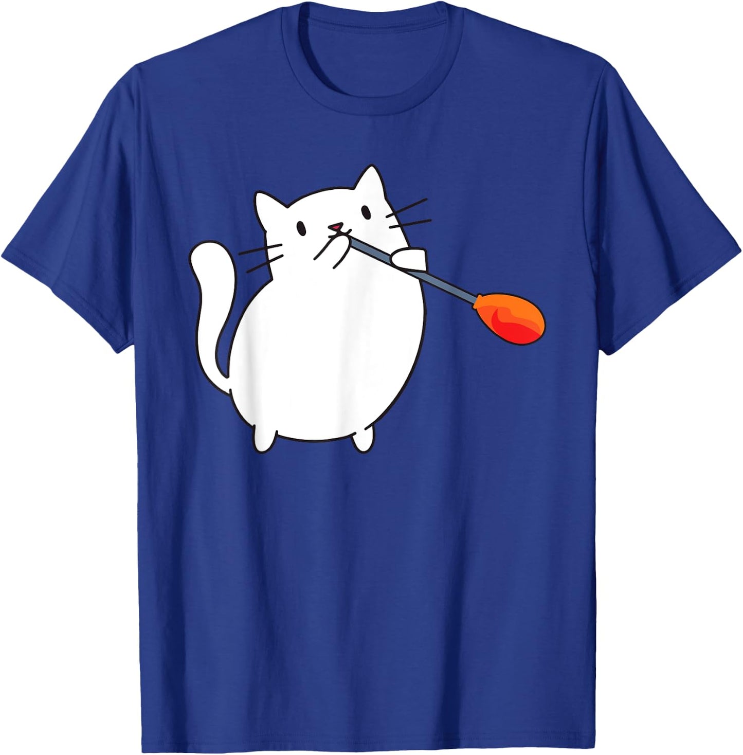Glassworkers Gift Ideas Glassblowing Lover Cat Cute Funny Glassmith Glassblowing - Black, -Adults & Enthusiasts, , Short Sleeve, , All Seasons, Cartoon Pattern, Cat Theme T-Shirt - T-Shirt | Royal