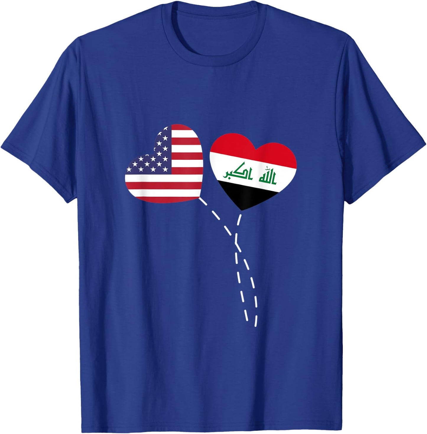 Loving USA Iraq Flag Heart Iraqi Americans Love T-Shirt - T-Shirt | Royal