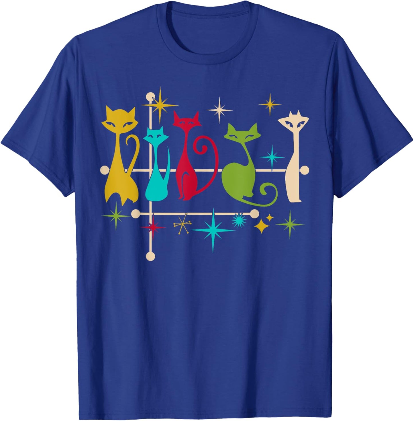 Mid Century Modern Look Cats - Retro Vintage 50s 60s Style T-Shirt - T-Shirt | Royal