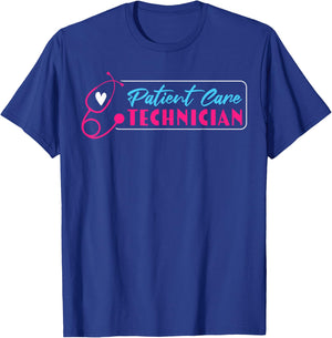 Patient Care Technician PCT Heart Stethoscope T-Shirt - T-Shirt | Royal