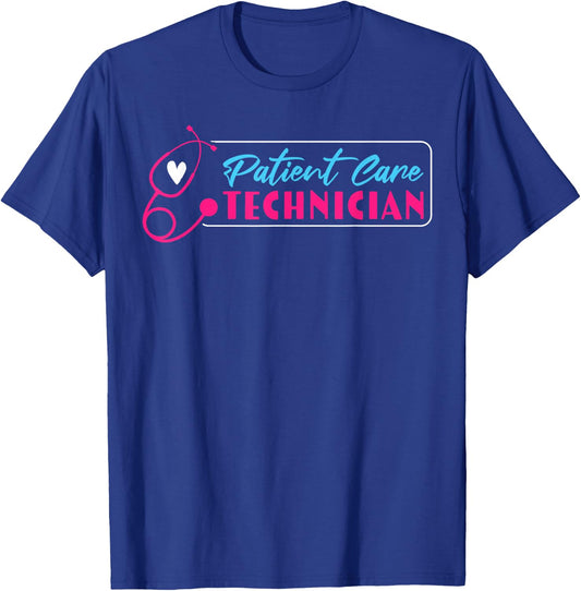Patient Care Technician PCT Heart Stethoscope T-Shirt - T-Shirt | Royal