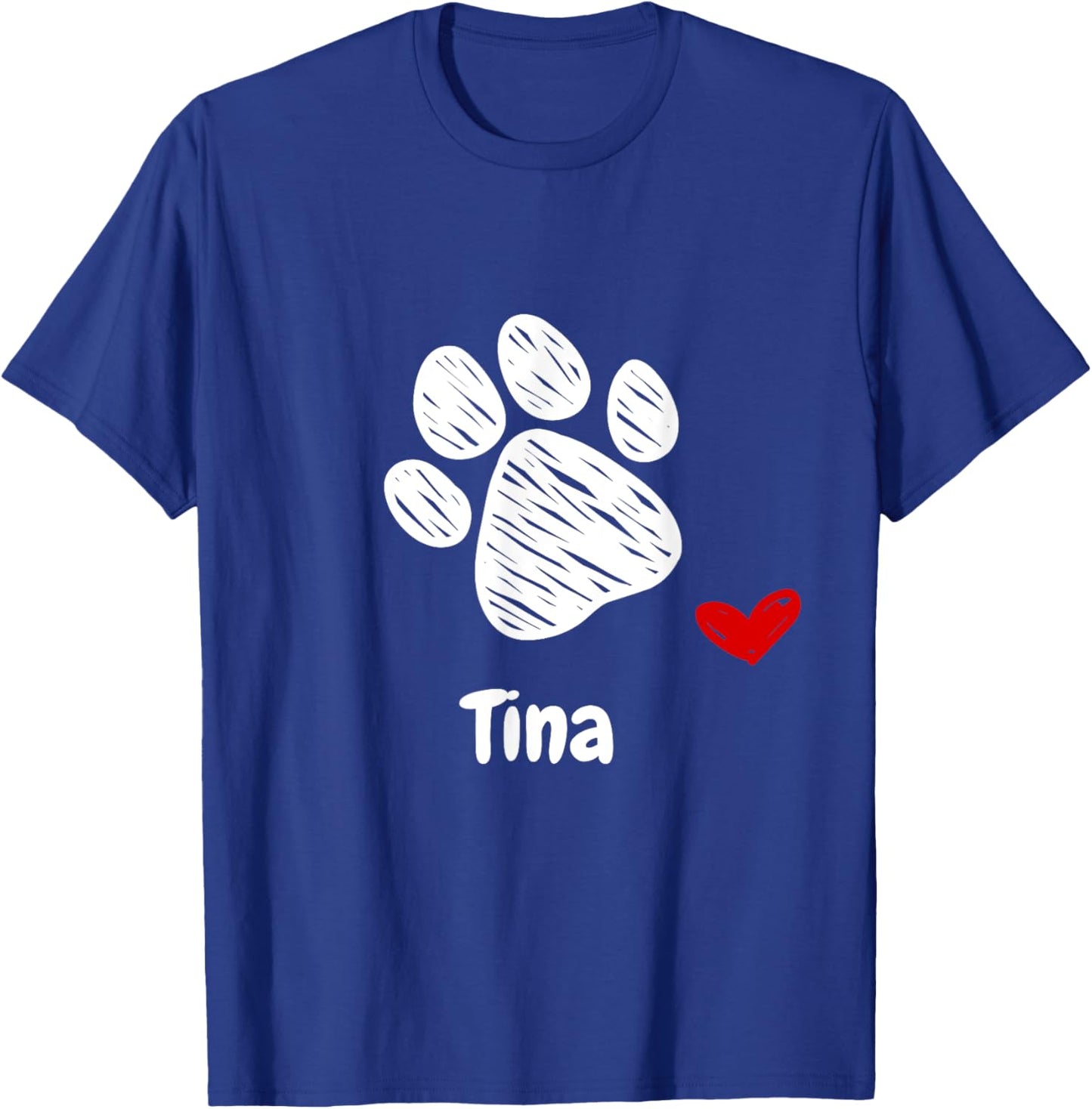Tina Dog Paw Best Puppy Dog Named Tina Dog Lover T-Shirt - T-Shirt | Royal